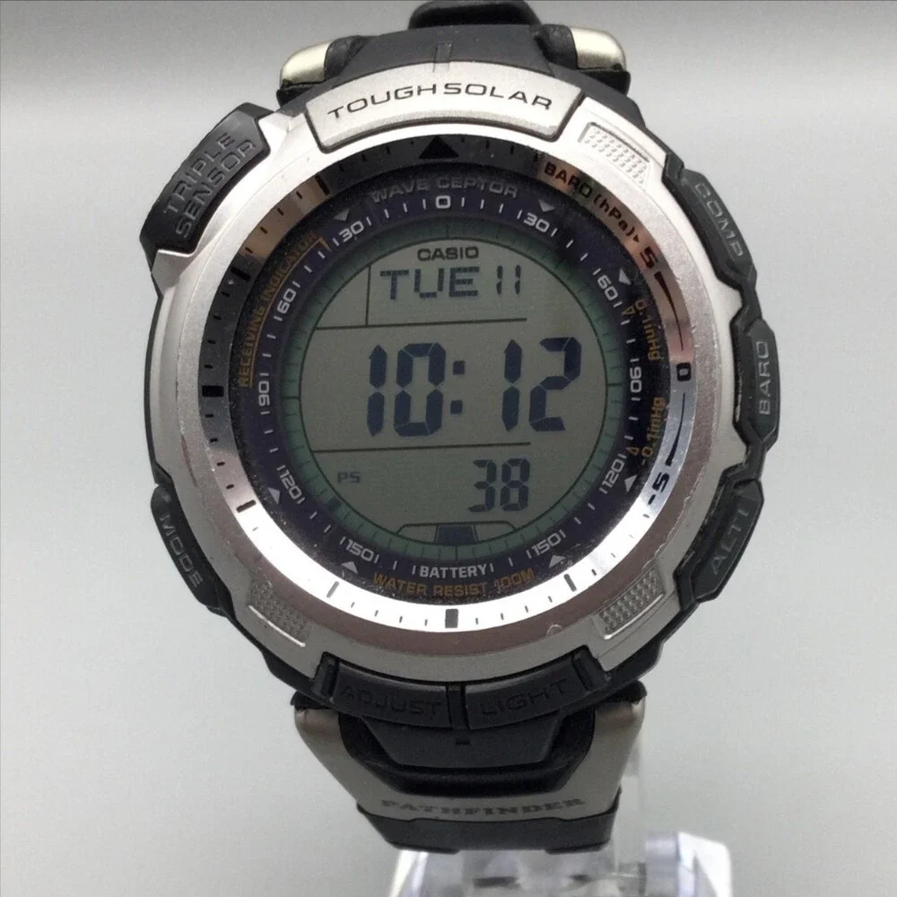 Casio Pathfinder PAW-1300 Mens Watch 46mm Digital Tough Solar 5 Triple Sensor